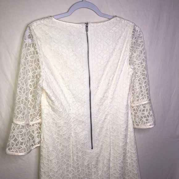 Adrianna Papell White Floral Embroidered Dress 6 - Picture 9 of 12
